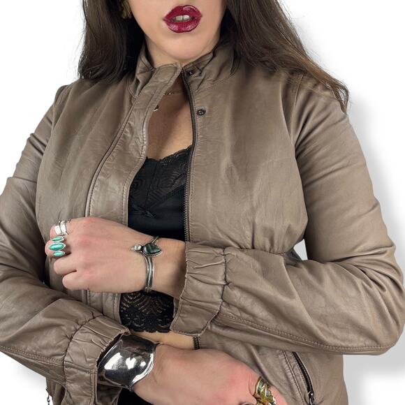 VINCE tan lamb leather jacket - Picture 5 of 16